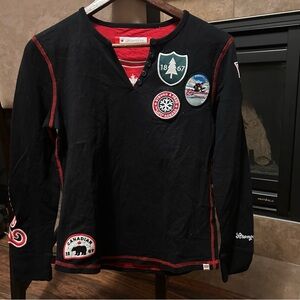 HBC Ski Lovers Long Sleeve T Shirt With Heavy Embroidery & Thick Patches. Size S